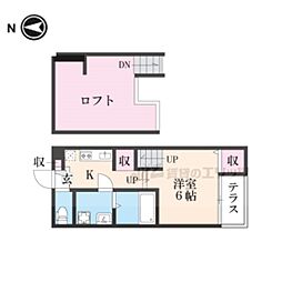 K'sテラス ワンルームの間取図画像