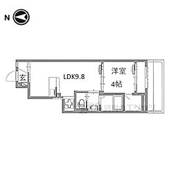 京都市山科区四ノ宮垣ノ内町アパート 1LDKの間取図画像