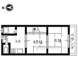 ハイツ新開 2Kの間取図画像