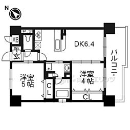 エステムプラザ京都河原町通2レジデンシャル 2DKの間取図画像