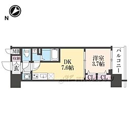 ベラジオレガシー葛野大路八条 1DKの間取図画像