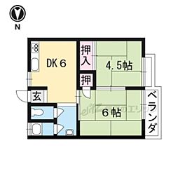 三丁目ハイツ 2DKの間取図画像
