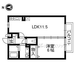 リバーサイド桂川A 1LDKの間取図画像