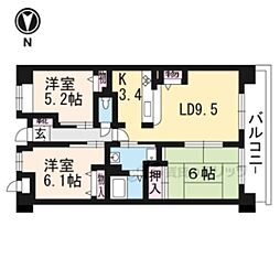 エレガンス寿A 3LDKの間取図画像