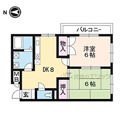 沢町ハイツ 2DKの間取図画像