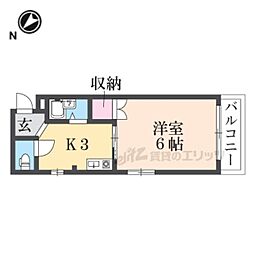 コージーハウス 1Kの間取図画像