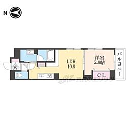 シャーメゾン伏見桃山 1LDKの間取図画像