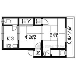 コーポサンミドロ 2DKの間取図画像