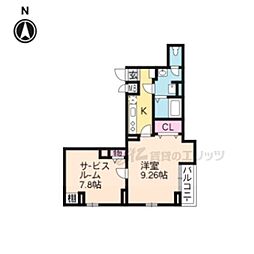 パレス龍大 2Kの間取図画像
