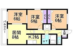 フェイマスＫＩＴＡＭＩ　1番館 4階3LDKの間取り