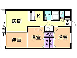 フェイマスKITAMI3番館 3LDKの間取図画像