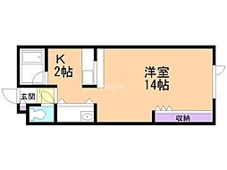 パセオ常盤A 1Kの間取図画像