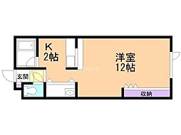 パセオ常盤A 1Kの間取図画像