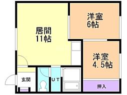 ハイツうえだ 2LDKの間取図画像