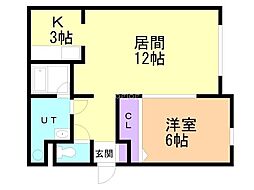 ＬＥＡＰ−2 1階1LDKの間取り