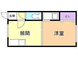 コーポラス紫苑 1DKの間取図画像