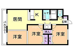 フェイマスKITAMI3番館 3LDKの間取図画像