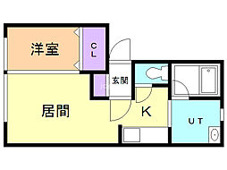 ハイツS2 1LDKの間取図画像