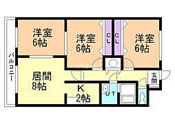フェイマスＫＩＴＡＭＩ　1番館 6階3LDKの間取り