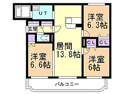 グランソレイユ屯田 3LDKの間取図画像