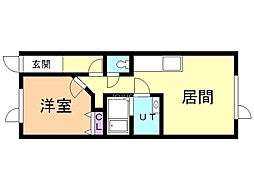 レジデンスベルビュー 2階1LDKの間取り