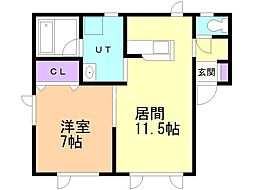 オアシスＡ 1階1LDKの間取り
