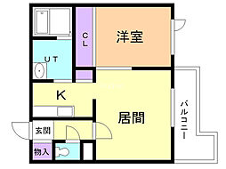 クールラピュタ 3階1LDKの間取り