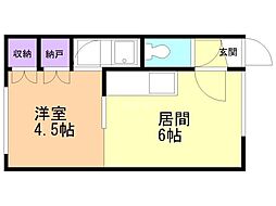 コーポ並木 2階1DKの間取り