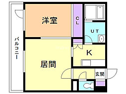 シャイニングラピュタ 1階1LDKの間取り