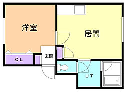 ウエストランドハウス 1階1LDKの間取り
