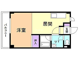 コーポカワハラ 2階1DKの間取り