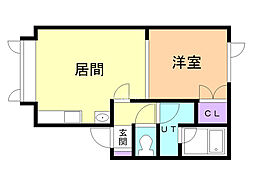メゾンド　ショコラ 2階1LDKの間取り