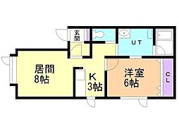 コーポ菜の花 1階1LDKの間取り