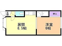 ハイツサニーヒル3 1LDKの間取図画像