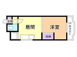 レジデンス宮田 1DKの間取図画像