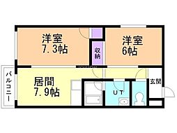 ハイツシャレード 2DKの間取図画像