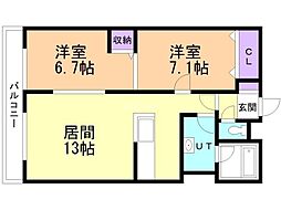 ボナールクレスト 2LDKの間取図画像