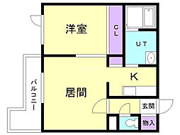クールラピュタ 1LDKの間取図画像
