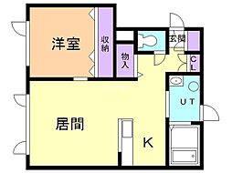 スプリングエステート2 1LDKの間取図画像