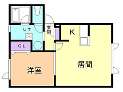 エクセルハイム 1LDKの間取図画像