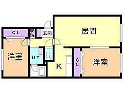 インディー 2LDKの間取図画像