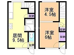 コーポ青山 2LDKの間取図画像