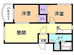 ピュアライフ南仲町 2LDKの間取図画像