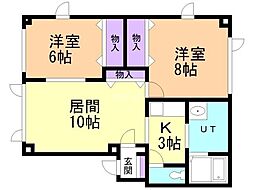 北海道北見市北6条西4丁目10-2 2LDKの間取図画像
