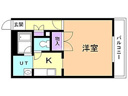 アナザーラピュタ 1Kの間取図画像