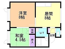華奈ハイツ 2DKの間取図画像