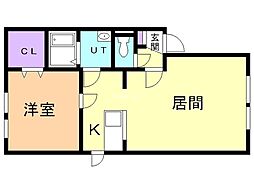 フォルセル1番館 1LDKの間取図画像
