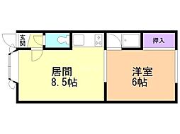 ボナールハイツ1 1LDKの間取図画像