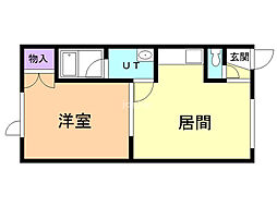 コーポ美山 1LDKの間取図画像
