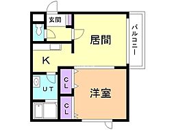 ラピュタルマン 1LDKの間取図画像